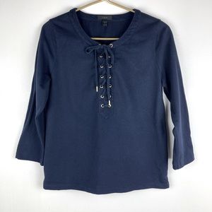 J. Crew | long sleeve, lace-up front top